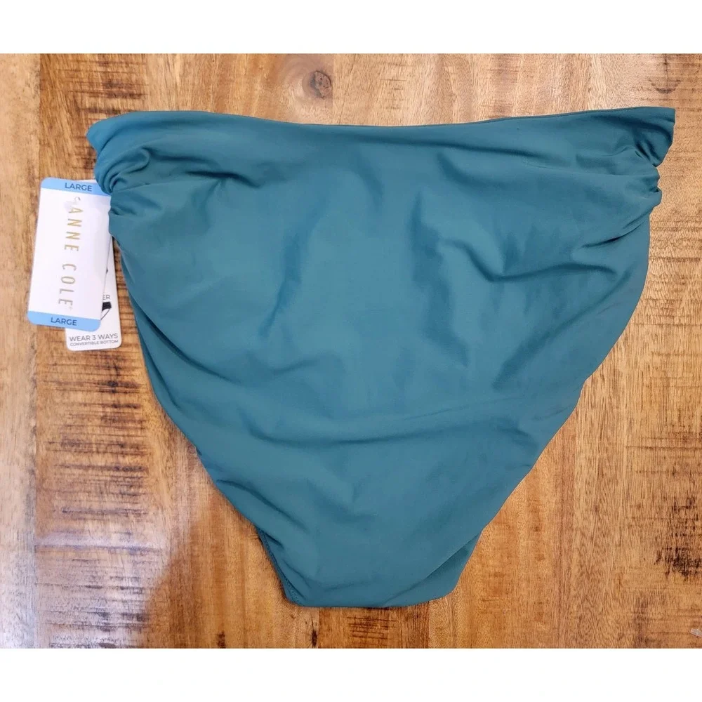 Anne Cole Limited Edition Ladies Large High Waist‎ Shirred Swimsuit Bottom NWT